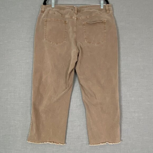R Jeans Super High Rise Jeans Cropped Raw Hem Sz 34 Petite Skater Length Brown - Picture 3 of 11